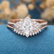 2.50 CT Pear Shaped Moissanite Wedding Bridal Set Mapple Gems